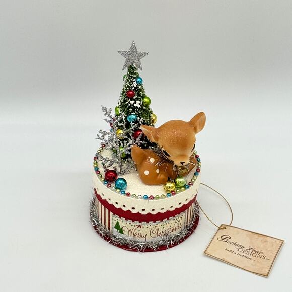 New Bethany Lowe Merry & Bright Deer On Box Retro Style Christmas Decor Figure - Picture 4 of 9